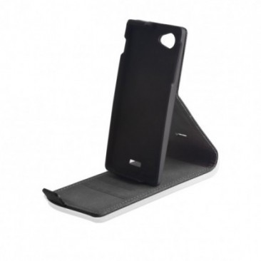 HUSA PIELE STAND LG L70 SLIM FLIP NEGRU foto