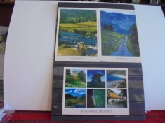 IRLANDA - 3 CARTI POSTALE ( UNA CU 6 FOTOGRAFII ) CU PEISAJE DIN TARA - PE VERSO UN PEISAJ ALB- NEGRU SI PREZENTAREA PEISAJELOR - NECIRCULATE -