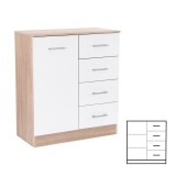 Cumpara ieftin Comodă Miami cu 1 ușă și 4 sertare 80x92 cm alb-stejar sonoma