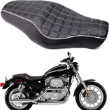Perna pentru scaunul motocicletei KEEPDSGN, piele sintetica/spuma, negru, 2 locuri,