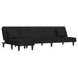 Canapea extensibila in forma de L negru 255x140x70 cm catifea