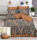 Cumpara ieftin Lenjerie Pat Delulu Sf103, Bumbac, 4 Piese, Fara Elastic, Albastru, Maro