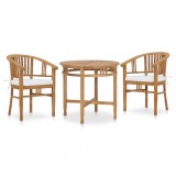 Cumpara ieftin Set mobilier de grădină cu perne, 3 piese, lemn masiv de tec