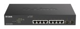 SWITCH D-LINK POE SMART, 8 porturi RJ-45 Gigabit + 2 porturi SFP Gigabit, POE max 130W, carcasa metalica, &quot;DGS-1100-10MPV2&quot; (timbru verde 2 lei)