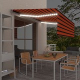 Copertina retractabila manual cu stor&amp;LED portocaliu&amp;maro 4x3 m GartenMobel Dekor, vidaXL