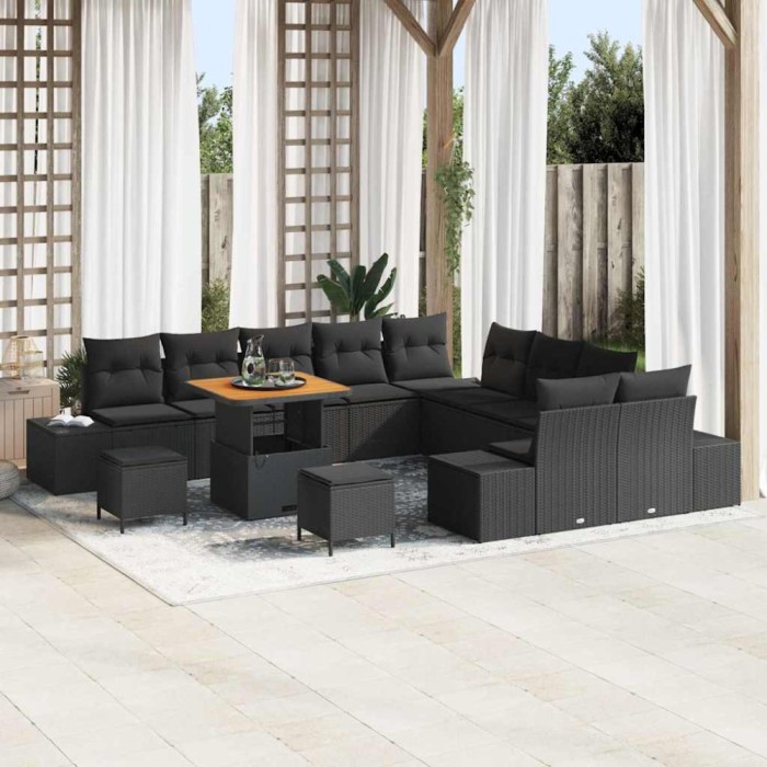 vidaXL Set de canapele pentru grădină 13 pcs Negru 80 x 80 x 71 cm 3364789