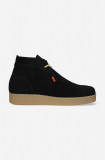 Levi&#039;s Footwear&amp;Accessories botine de piele &icirc;ntoarsă D7352.0003 RVN 75 culoarea negru D7352.0003-black