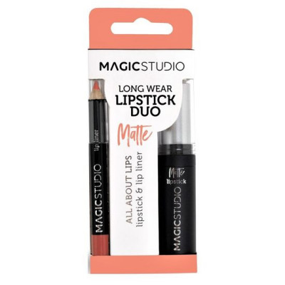 Set Perfect Lips, Ruj de buze mat si creion pentru contur asortat, Nr. 1, Light Brown, Magic Studio foto