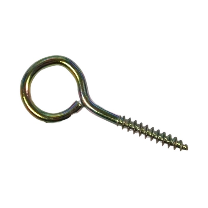Set 100 carlige cu filet pentru lemn, metal, galben, ER100-1 KOD109, inel &Oslash; exterior 30 mm, lungime totala 77 mm