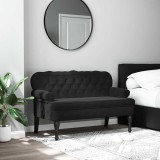 vidaXL Banchetă cu spătar, negru, 119,5x64,5x75 cm, catifea