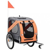 VidaXL Remorcă de bicicletă pentru animale companie, portocaliu și gri