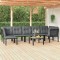 vidaXL Set șezlonguri de grădină, 8 piese, negru și gri, poliratan 3187761