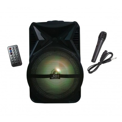 Boxa Activa Portabila,Putere 30 W,Bluetooth,Microfon Inclus,Telecomanda,FM,USB,Card SD,Lumini Party,Negru foto