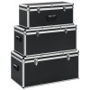 Gossi cutii de depozitare, 3 buc., negru, aluminiu