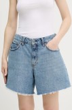 Abercrombie &amp; Fitch pantaloni scurți jeans uni, high waist, KI149-5146