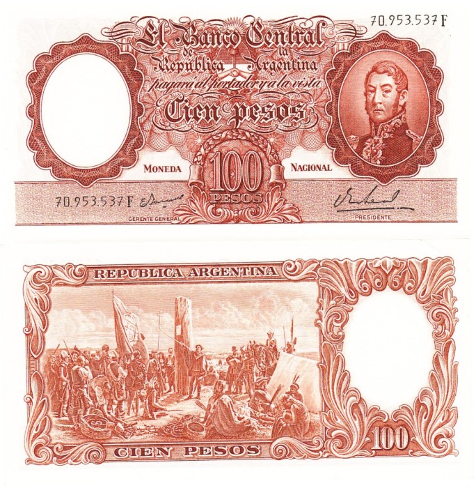 Argentina 100 Pesos 1957-67 P-272 UNC