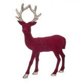 Decoratiune Craciun Cerb Model Bordo Bej cu Glitter Inaltime 32cm, Plastic, Oem