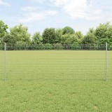 Gard din Fibră Sudată cu 5 U Posts Argintiu 0.8x10 m Oțel