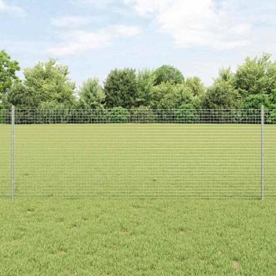 vidaXL &amp;Icirc;ngrădire cu st&amp;acirc;lpi Argintiu 0.8 x 50 m Oțel foto