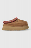 UGG papuci din piele &icirc;ntoarsă Tazz culoarea maro, 1122553