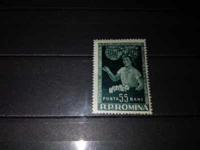 TIMBRE ROMANIA LP 409 1956 CONFERINTA NATIONALA A FEMEILOR BUDAPESTA foto