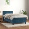 vidaXL Pat box spring cu saltea, albastru &icirc;nchis, 80x200 cm, catifea