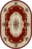 Cumpara ieftin Covor Oval Model Lotos 507-201, Marime 60 x 110 cm, Rosu, Inaltime Fir 8 mm, Antialergic, Polipropilena, Living, Dormitor, Sufragerie, Birou