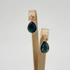 Cercei Argint 925 placat aur roz, Cuarț albastru safir, lacrima, 2.6cm, Roua, Made in Italy, saculet catifea