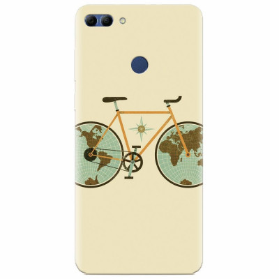Husa silicon pentru Huawei Y9 2018, Retro Bicycle Illustration foto