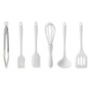 Set 6 Ustensile de Bucatarie, Cyrax, din Silicon+Inox, Termorezistente, Antiaderente, 23 x 13 x 3 cm, Alb Ivory