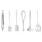 Set 6 Ustensile de Bucatarie, Cyrax, din Silicon+Inox, Termorezistente, Antiaderente, 23 x 13 x 3 cm, Alb Ivory