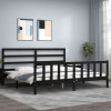 VidaXL Cadru de pat cu tăblie, negru, 180x200 cm, lemn masiv