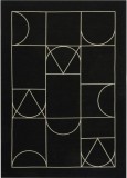 Cumpara ieftin Covor Premium Model DYWAN SIGNET BLACK, Negru, Bej, Marime 160 x 230 cm, Tesatura Plata, Poliester, Bumbac, Antiderapant, Antialergic, Living, Dormito