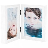 Ramă Foto Dublă Colaj Alb 10x15 cm vidaXL - Rame Foto Moderne MDF &amp; PS - Design Pliabil Birou/Masa