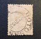 Regele Carol I (Emisiunea "Cifre &icirc;n Colțuri", 1885&ndash;1889) - 15 BANI Maro-Cafeniu / Oliv (Timbru Dintelat, Ștampilat cu Botosani) RO1