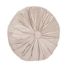 Perna decorativa cu nasture, 40 x 10 cm, poliester, forma rotunda, Bej