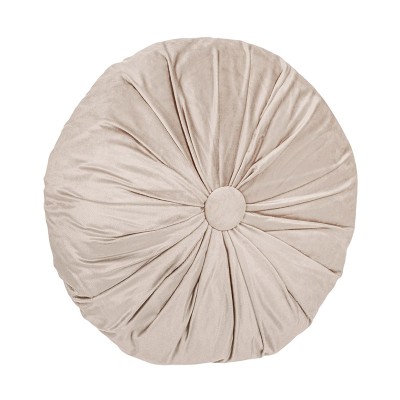 Perna decorativa cu nasture, 40 x 10 cm, poliester, forma rotunda, Bej foto