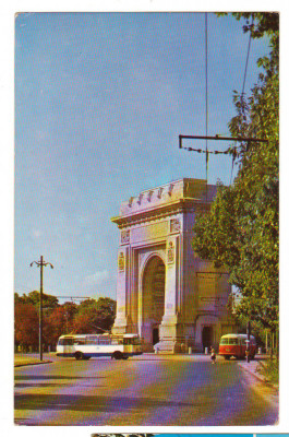 CPIB 18445 CARTE POSTALA - BUCURESTI. ARCUL DE TRIUMF, AUTOBUZ foto