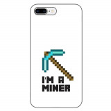 Husa compatibila cu Apple iPhone 7 Plus, iPhone 8 Plus Silicon Gel Tpu Model Minecraft Miner