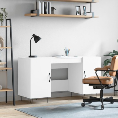 vidaXL Birou, alb, 140x50x75 cm, lemn compozit foto