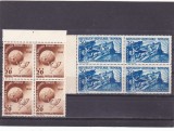 ROMANIA 1949 LP 255 ANIVERSAREA A 75 DE ANI UPU BLOCURI DE 4 TIMBRE MNH, Istorie, Nestampilat