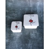 Set 2 recipiente din ceramica patrate Visage