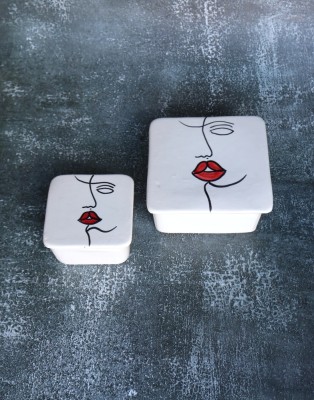 Set 2 recipiente din ceramica patrate Visage foto