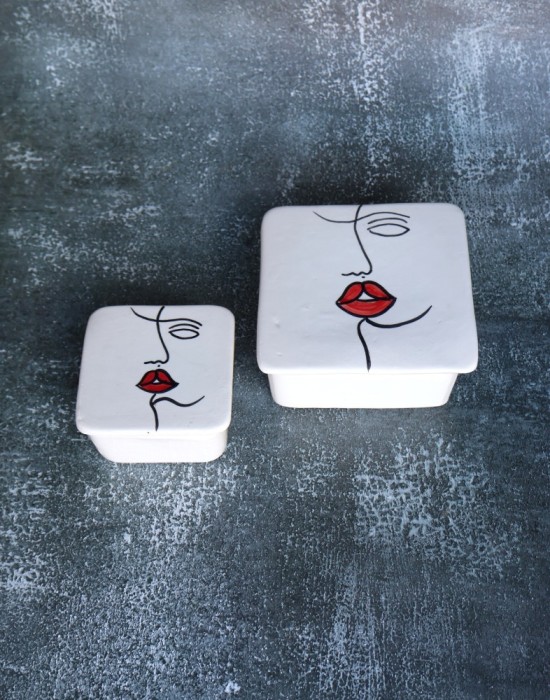 Set 2 recipiente din ceramica patrate Visage