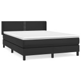 Cumpara ieftin Pat box spring cu saltea, negru, 140x190 cm, piele ecologica
