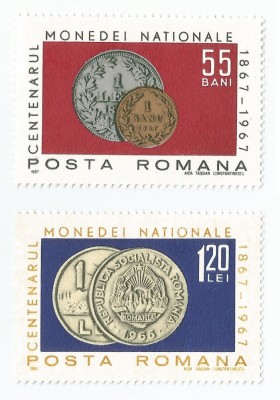 Rom&amp;acirc;nia, LP 646/1967, Centenarul monedei nationale, MNH foto