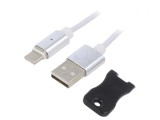 Cablu Magnetic USB 2.0 USB-A la USB-C 1m Alb, Gembird
