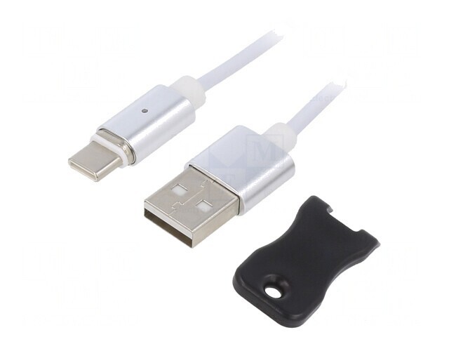 Cablu Magnetic USB 2.0 USB-A la USB-C 1m Alb