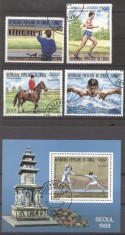 Congo 1988 Sport, Olympics, set+perf.sheet, used AF.002