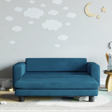 Canapea pentru copii cu taburet albastru 100x50x30 cm catifea GartenMobel Dekor, vidaXL